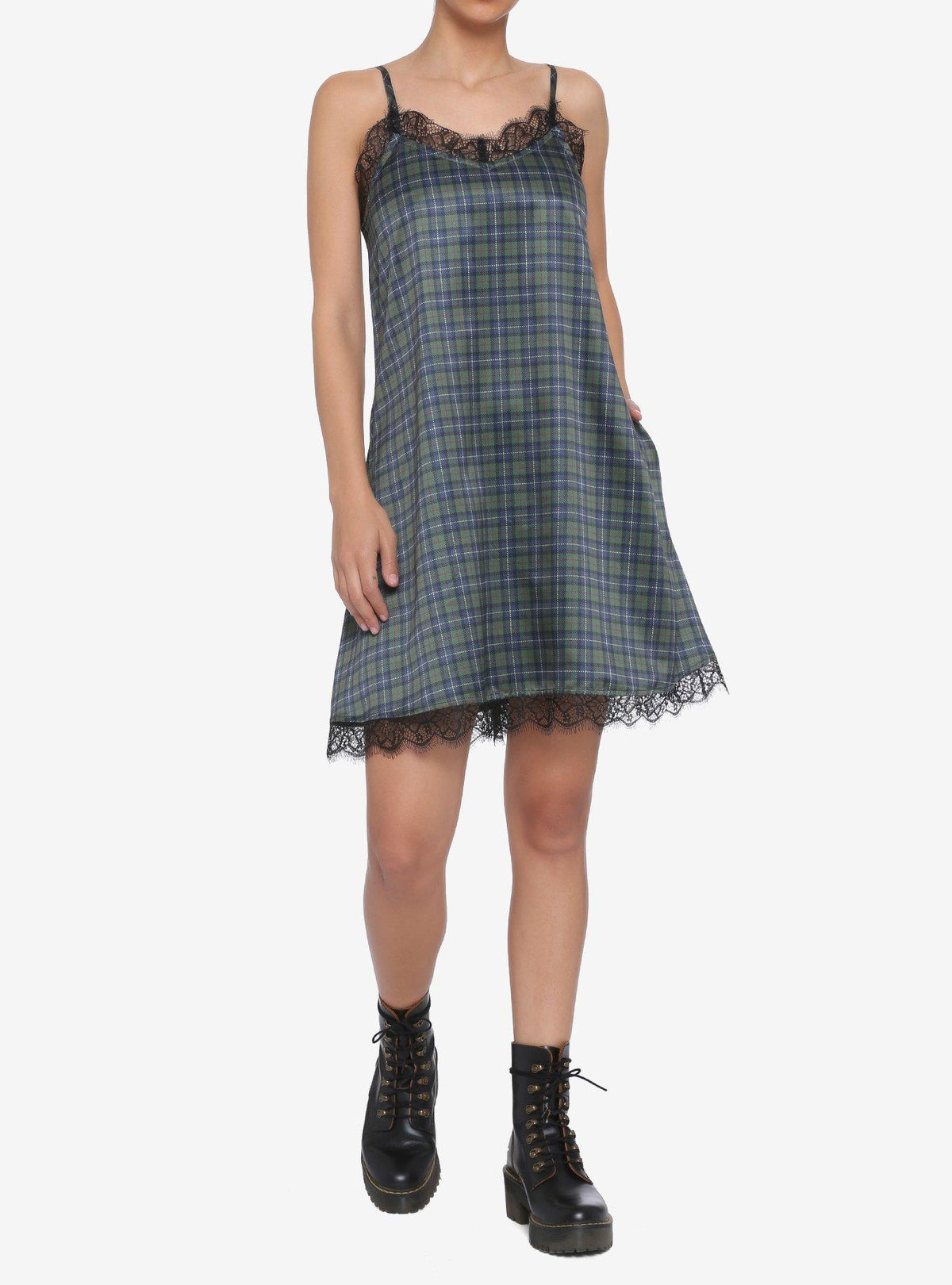 Plaid Satin Slip Dress