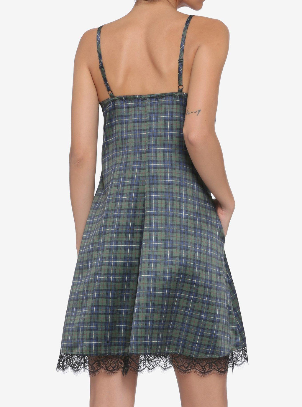Plaid Satin Slip Dress