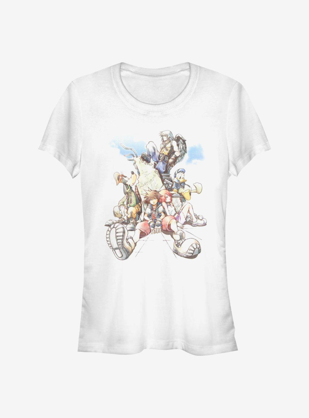 Disney Kingdom Hearts Group In The Clouds Girls T-Shirt