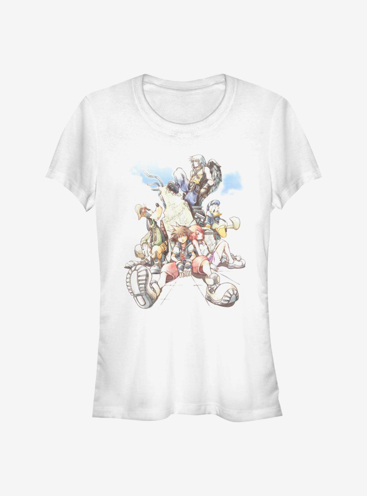 Disney Kingdom Hearts Group In The Clouds Girls T-Shirt