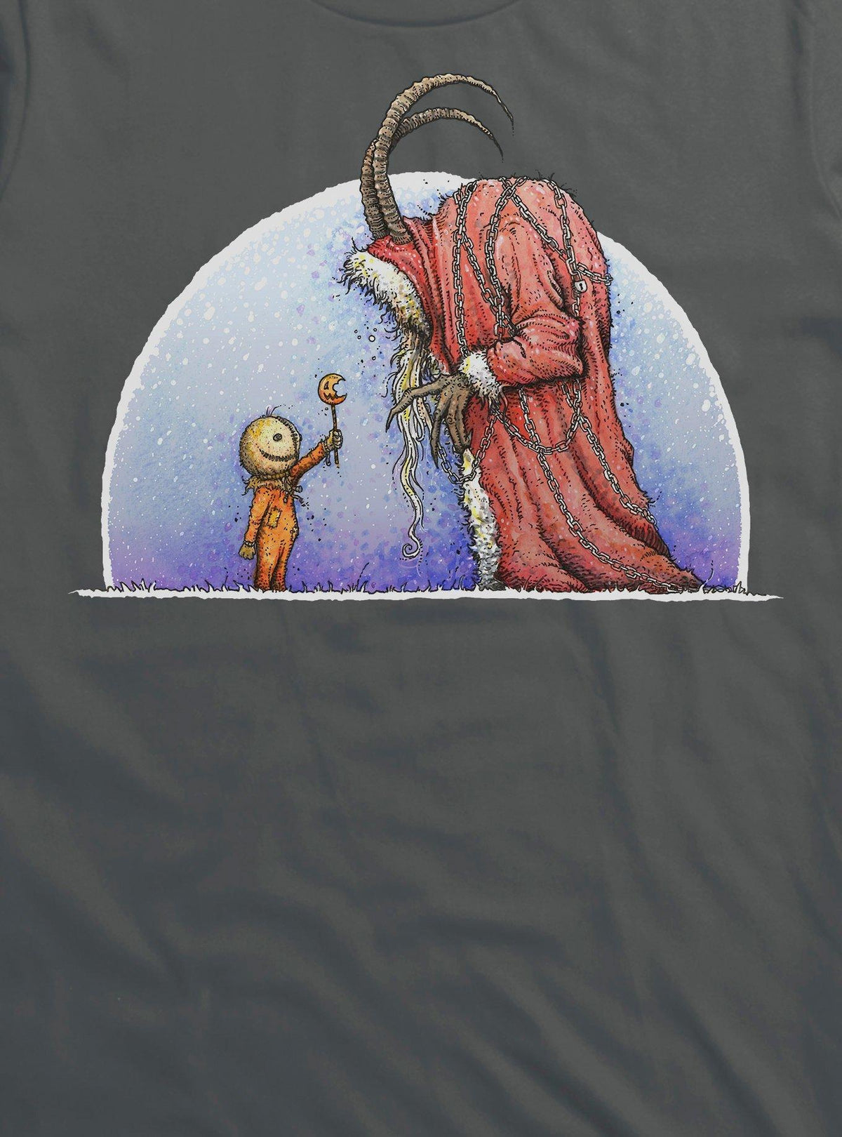 Holiday Horrors Meet Krampus Charcoal Grey T-Shirt