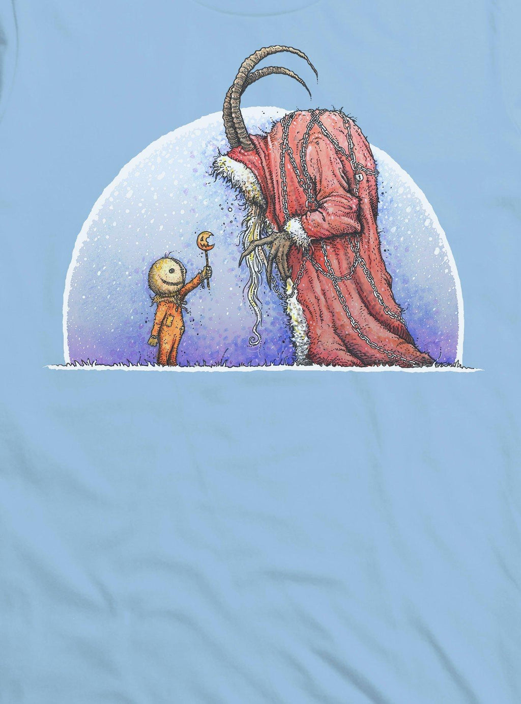 Holiday Horrors Meet Krampus Light Blue T-Shirt