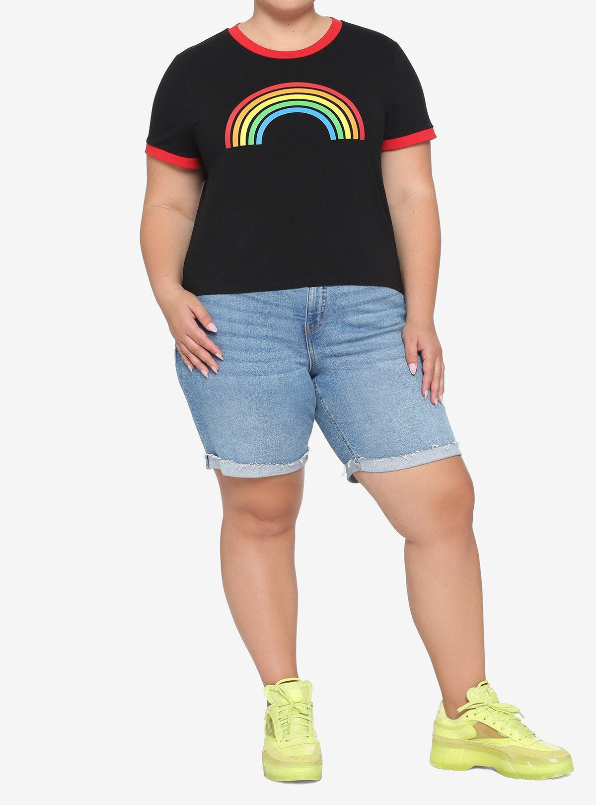 Rainbow Girls Crop Ringer T-Shirt Plus Size