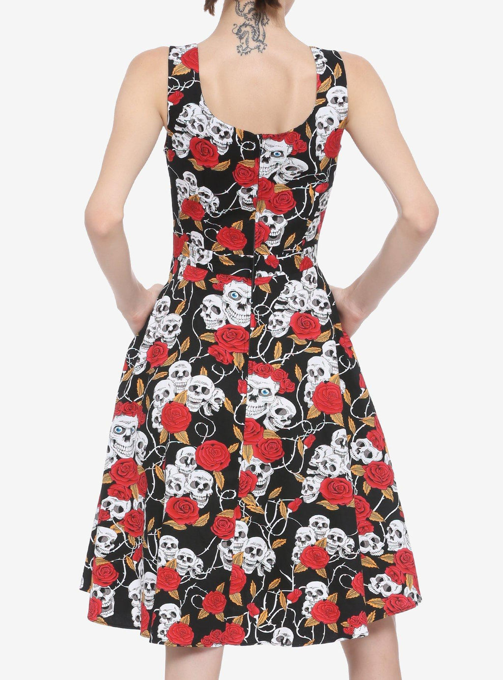 Roses and Skulls Retro Dress