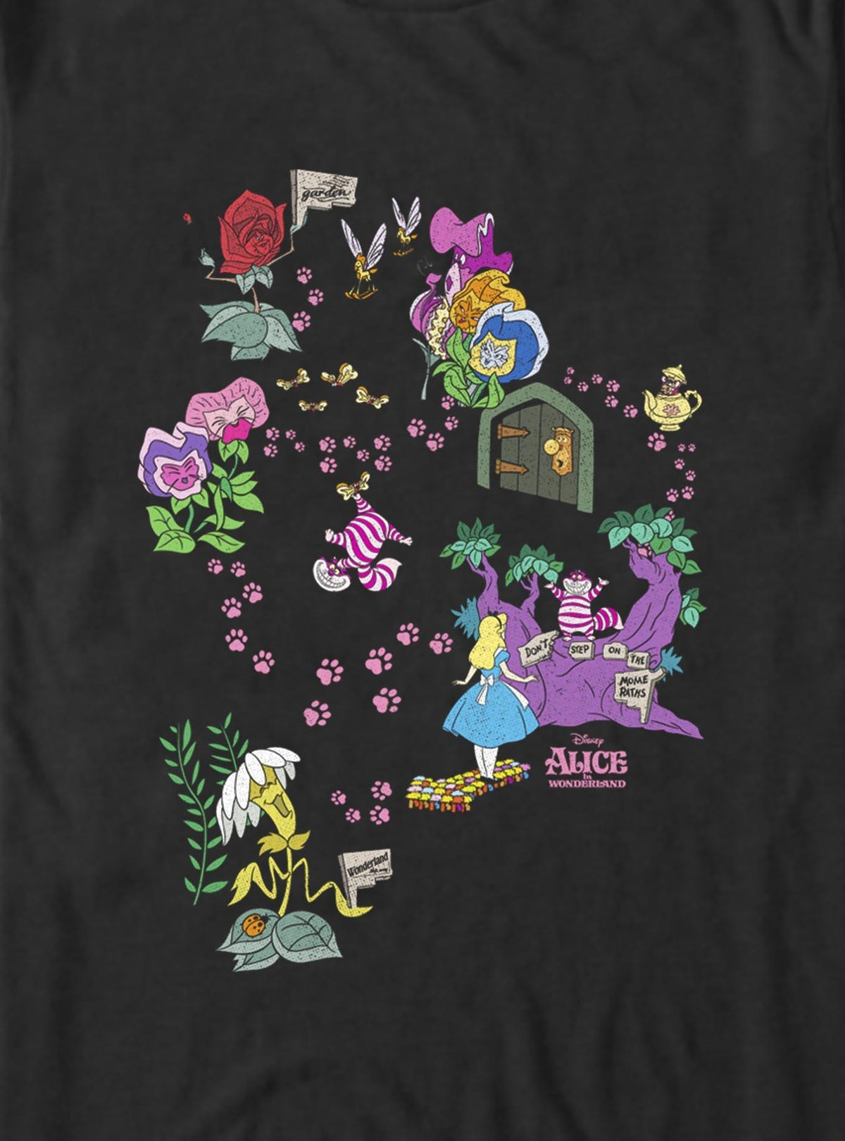 Disney Alice In Wonderland Cheshire Map T-Shirt