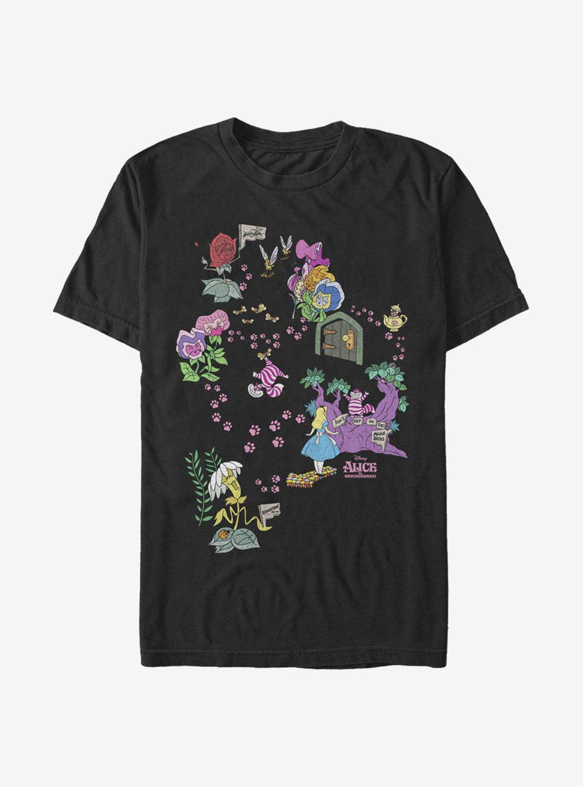 Disney Alice In Wonderland Cheshire Map T-Shirt